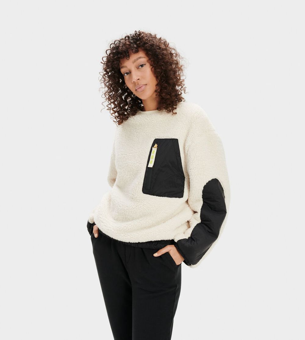 Ugg Pullover Canada - Ugg Women's Niko Sherpa Crewneck Beige / Black